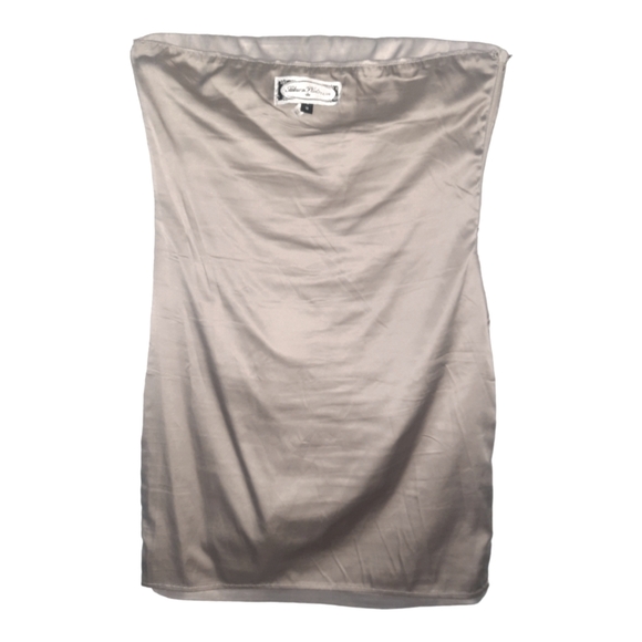 Sakura PLATINUM Womens Cocktail Dress Silver Gray Ruched Strapless Side Zip SZ S - Picture 9 of 12